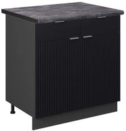 Vicco Unterschrank Fame-Line, Schwarz gestreift/Anthrazit, 80 cm, AP Anthrazit...