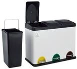 SVITA M&uuml;lltrennsystem TC3X15, Treteimer, Papierkorb, Abfalleimer, Stahl, Wei&szlig;