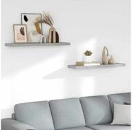 vidaXL Wandregal vidaXL Schweberegale 2 Stk. Betongrau 90x23,5x3,8 cm MDF