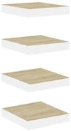 vidaXL Wandregal, Schweberegale 4 Stk. Eichen-Optik und Wei&szlig; 23x23,5x3,8 cm MDF
