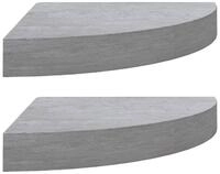 vidaXL Wandregal, Eck-Schweberegale 2 Stk. Betongrau 25x25x3,8 cm MDF