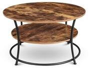 holz4home&reg; Couchtisch Lillie runder Wohnzimmertisch mit Ablage I Beistelltisch