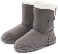 Winterstiefel LASCANA, Damen, Gr. 38, grau, Obermaterial: 100% Rindsleder. Decksohle: