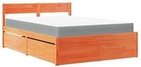 vidaXL Bett Bett mit Schubladen und Matratze Wachsbraun 120x200 Massivholz
