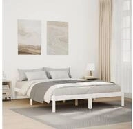 vidaXL Bett, Massivholzbett Extra Lang ohne Matratze Wei&szlig; 140x210 Kieferholz