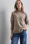 Strickpullover STREET ONE, Damen, Gr. 34, beige (mocha glow meliert), Strick,