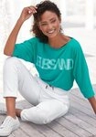 Elbsand 3/4-Arm-Shirt Irja mit Logodruck, Baumwoll-Mix, lockere Passform