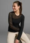 Rundhalsshirt MELROSE, Damen, Gr. 34, schwarz, Jersey, Obermaterial: 95% Viskose, 5%