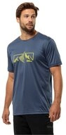 Jack Wolfskin T-Shirt Peak Graphic (atmungsaktiv, geruchshemmend) skyblau Herren