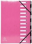 EXACOMPTA F&auml;chermappe 6x Ordnungsmappe Harmonika dehnbar Karton 12 F&auml;cher Rosa