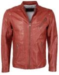Bikerjacke JCC "Lederjacke 3102123", Herren, Gr. L, rot (oxblood), Obermaterial: 100%