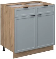Vicco Unterschrank Fame-Line, Hellblau-grau/Goldkraft Eiche, 80 cm ohne...