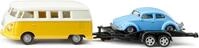 Siku Spielzeug-Auto siku 2567 VW T1 Samba 1:50 mit Transport-Anh&auml;nger und VW...