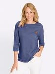 3/4-Arm-Shirt CLASSIC BASICS "Ringelshirt", Damen, Gr. 46, jeansblau, ecru,