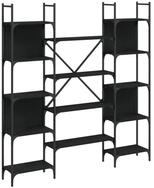 vidaXL B&uuml;cherregal B&uuml;cherregal Schwarz 155,5x24x166,5 cm Holzwerkstoff, 1-tlg.