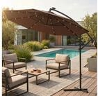 Swing&Harmonie Sonnenschirm mit LED Beleuchtung Luxus Ampelschirm 300 / 350cm, Garten