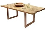 SIT Esstisch Akron aus recyceltem Teak mit Bruchkante & Metall-Kufengestell, 50...