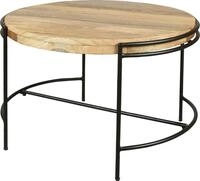 byLIVING Couchtisch Hanna, massive Mango Tischplatte 35mm und schwarzen...