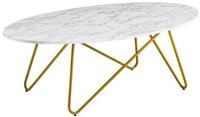 Wohnling Couchtisch WL6.315 Marmor Optik Wei&szlig; 120cm Wohnzimmertisch Oval Tisch