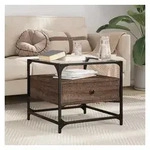vidaXL Couchtisch, Couchtisch mit Glasplatte Braun Eichen-Optik 50x50x45 cm...