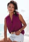 Blusentop LASCANA, Damen, Gr. 34, lila (aubergine), Web, Obermaterial: 58% Viskose,