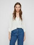 Blusenshirt VILA "VIJOSA 3/4 V-NECK TOP - NOOS", Damen, Gr. 36, wei&szlig; (snow wei&szlig;),