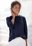 Schlupfbluse LASCANA, Damen, Gr. 40, blau (marine), Web, Obermaterial: 100% Viskose,