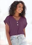 Schlupfbluse LASCANA, Damen, Gr. 42, lila (violett), Web, Obermaterial: 100% Viskose,