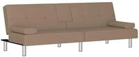 vidaXL Schlafsofa, Sofa mit Getr&auml;nkehaltern Cappuccino Kunstleder