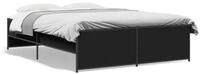 vidaXL Bettgestell, Bettrahmen Schwarz 135x190 cm Holzwerkstoff und Metall