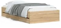 vidaXL Bettgestell, Bettrahmen mit Schubladen Sonoma-Eiche 100x200cm...