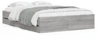 vidaXL Bettgestell, Bettrahmen mit Schubladen Grau Sonoma 120x190 cm...
