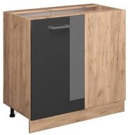 Vicco Eckunterschrank R-Line, Anthrazit Hochglanz/Goldkraft Eiche, 86 cm ohne