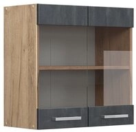 Vicco Glash&auml;ngeschrank R-Line, Schwarz Beton/Goldkraft Eiche, 60 cm (1-St)