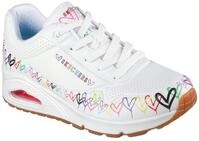 Sneaker SKECHERS "UNO", Damen, Gr. 36, bunt (wei&szlig; bunt), Lederimitat, bedruckt,
