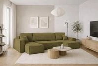 Kaiser M&ouml;bel Ecksofa mit schlaffunktion und bettkasten, Couch U-form BEST stoff