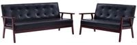 vidaXL Sofa 2-tlg. Sofagarnitur Schwarz Kunstleder