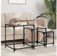 vidaXL Couchtisch vidaXL Satztische 3 Stk. mit Glasplatte Transparent Stahl