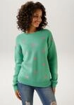 Strickpullover ANISTON CASUAL, Damen, Gr. 34, gr&uuml;n (gr&uuml;n, pink), Strick,