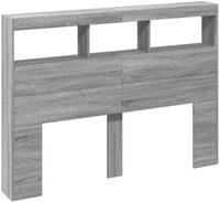 vidaXL Bett LED-Kopfteil mit Ablage Grau Sonoma 140x17x102 cm (1-tlg)