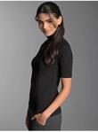 T-Shirt TRIGEMA "TRIGEMA T-Shirt mit elastischem Stehkragen", Damen, Gr. S, schwarz,