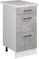 Vicco Unterschrank R-Line, Beton/Wei&szlig;, 40 cm mit Schubladen, AP Marmor (1-St)