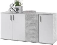 Bega Consult Kommode aus Spanplatte, in Beton / Wei&szlig;, mit 3 T&uuml;ren, 2...