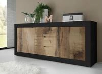 Home affaire Sideboard Basic Breite 210 cm, Kommode 2 T&uuml;ren, 3 Schubk&auml;sten,