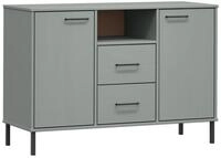 vidaXL Sideboard Sideboard OSLO mit Metallbeinen Grau 113x40x77 cm Massivholz...
