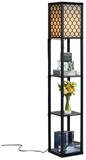 COSTWAY Stehlampe, ohne Leuchtmittel, Warmwei&szlig;, Regal, mit 3-Ebenen