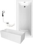 Calmwaters Badewanne Modern Square, (3-tlg), Wei&szlig;, 170 x 75 cm, Acryl,