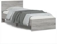 vidaXL Bettgestell, Bettrahmen mit Kopfteil Grau Sonoma 90x190 cm Holzwerkstoff