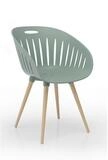 TOPSTAR Besucherstuhl Schalenstuhl Outdoor ohne Armlehnen olive / buche 2...