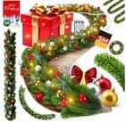 Kunstgirlande Weihnachtsgirlande LED Girlande 5m inkl. Deko-Schmuck &...